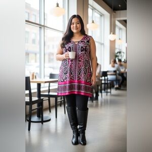 Avenue Pink and Blue Paisley Tunic Tank Top